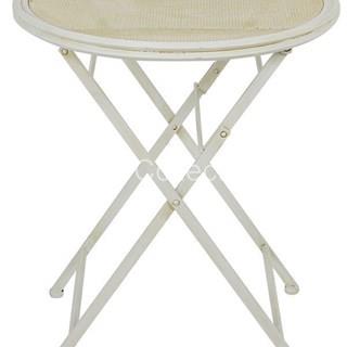 Mesa redonda plegable hierro blanco . Shabby Chic - Imagen 1